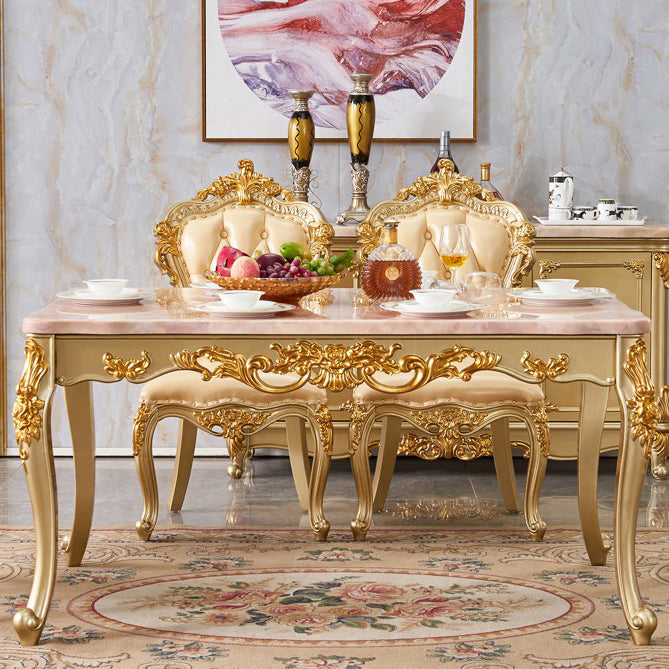 Solid Wood Victorian Rectangular Table Marble Top Table with 4 Wood Legs Clearhalo ' dining_table' 'Dining Tables & Seating' 'Dining Tables' 'furn' 'furn_dining_table' 'Furniture' 'furniture_dining_table' 'Kitchen & Dining Furniture' 'kitchen&dining_furn' 'kitchen' 'kitchen_dining_table' 4111369