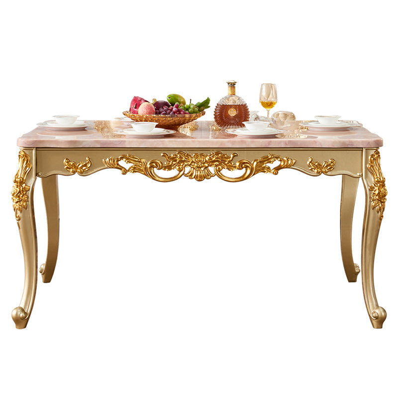 Solid Wood Victorian Rectangular Table Marble Top Table with 4 Wood Legs Without Chairs Clearhalo ' dining_table' 'Dining Tables & Seating' 'Dining Tables' 'furn' 'furn_dining_table' 'Furniture' 'furniture_dining_table' 'Kitchen & Dining Furniture' 'kitchen&dining_furn' 'kitchen' 'kitchen_dining_table' 4111372