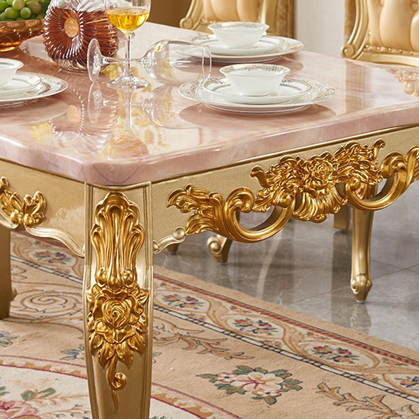 Solid Wood Victorian Rectangular Table Marble Top Table with 4 Wood Legs Clearhalo ' dining_table' 'Dining Tables & Seating' 'Dining Tables' 'furn' 'furn_dining_table' 'Furniture' 'furniture_dining_table' 'Kitchen & Dining Furniture' 'kitchen&dining_furn' 'kitchen' 'kitchen_dining_table' 4111375