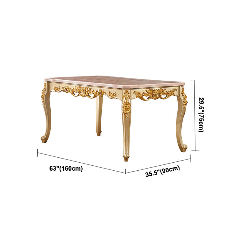 Solid Wood Victorian Rectangular Table Marble Top Table with 4 Wood Legs Clearhalo ' dining_table' 'Dining Tables & Seating' 'Dining Tables' 'furn' 'furn_dining_table' 'Furniture' 'furniture_dining_table' 'Kitchen & Dining Furniture' 'kitchen&dining_furn' 'kitchen' 'kitchen_dining_table' 4111382