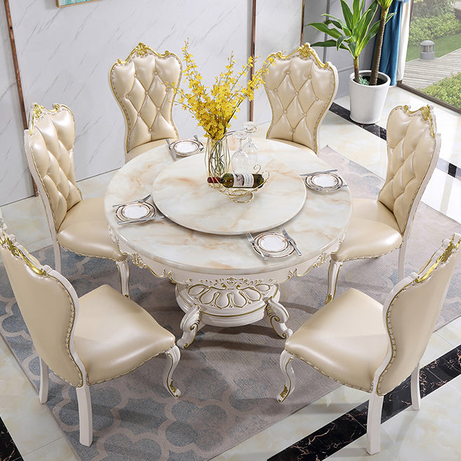 Solid Wood Victorian Round Table Marble Dining Table with Pedestal Base Clearhalo ' dining_table' 'Dining Tables & Seating' 'Dining Tables' 'furn' 'furn_dining_table' 'Furniture' 'furniture_dining_table' 'Kitchen & Dining Furniture' 'kitchen&dining_furn' 'kitchen' 'kitchen_dining_table' 4111408