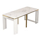 31.49''W Foldable Dining Table for Restaurant Medieval Modern Rectangle Table with 5 Legs Stone White Without Chairs Clearhalo ' dining_table' 'Dining Tables & Seating' 'Dining Tables' 'furn' 'furn_dining_table' 'Furniture' 'furniture_dining_table' 'Kitchen & Dining Furniture' 'kitchen&dining_furn' 'kitchen' 'kitchen_dining_table' 4111414