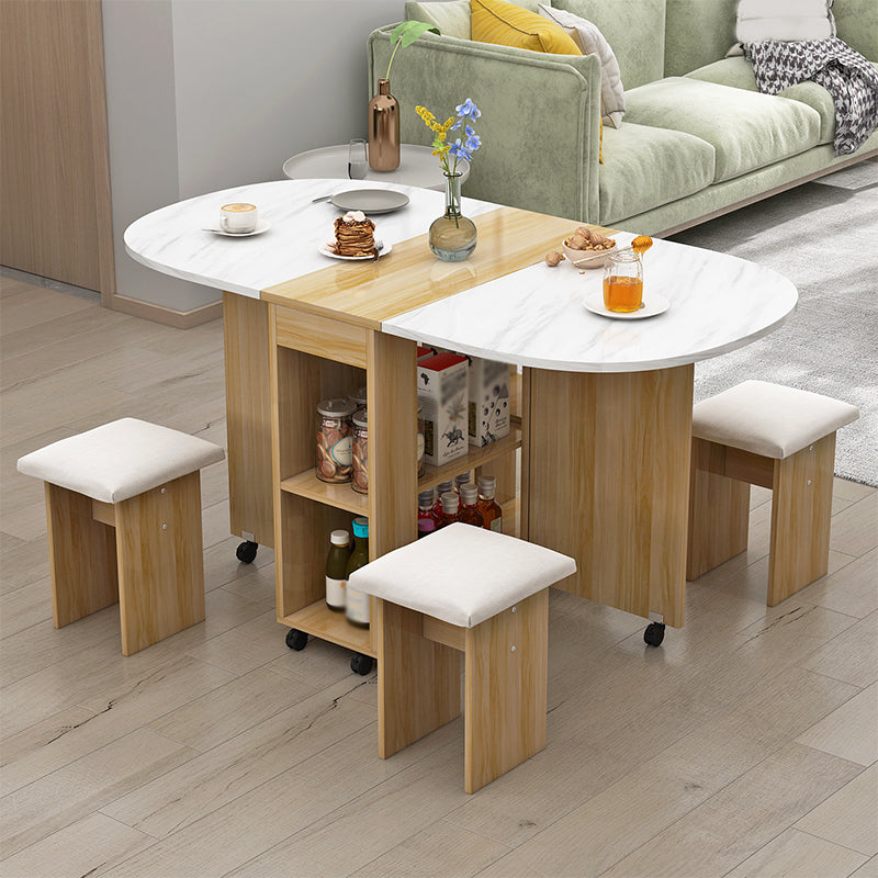 Solid Wood Mid-Century Oval Table Wood Top Table with Drop Leaf Clearhalo ' dining_table' 'Dining Tables & Seating' 'Dining Tables' 'furn' 'furn_dining_table' 'Furniture' 'furniture_dining_table' 'Kitchen & Dining Furniture' 'kitchen&dining_furn' 'kitchen' 'kitchen_dining_table' 4111451