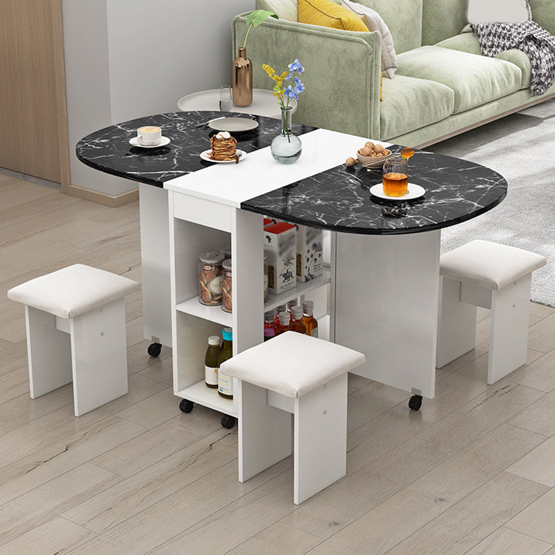 Solid Wood Mid-Century Oval Table Wood Top Table with Drop Leaf Black Without Chairs Clearhalo ' dining_table' 'Dining Tables & Seating' 'Dining Tables' 'furn' 'furn_dining_table' 'Furniture' 'furniture_dining_table' 'Kitchen & Dining Furniture' 'kitchen&dining_furn' 'kitchen' 'kitchen_dining_table' 4111453