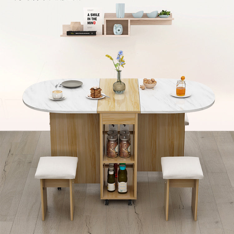 Solid Wood Mid-Century Oval Table Wood Top Table with Drop Leaf Clearhalo ' dining_table' 'Dining Tables & Seating' 'Dining Tables' 'furn' 'furn_dining_table' 'Furniture' 'furniture_dining_table' 'Kitchen & Dining Furniture' 'kitchen&dining_furn' 'kitchen' 'kitchen_dining_table' 4111458