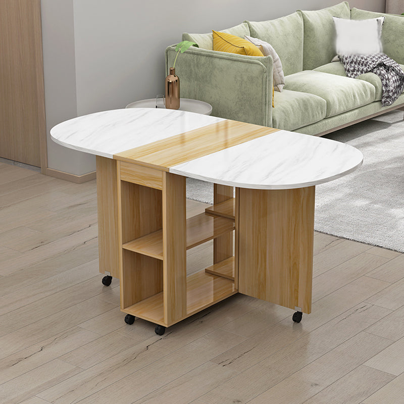 Solid Wood Mid-Century Oval Table Wood Top Table with Drop Leaf Clearhalo ' dining_table' 'Dining Tables & Seating' 'Dining Tables' 'furn' 'furn_dining_table' 'Furniture' 'furniture_dining_table' 'Kitchen & Dining Furniture' 'kitchen&dining_furn' 'kitchen' 'kitchen_dining_table' 4111459