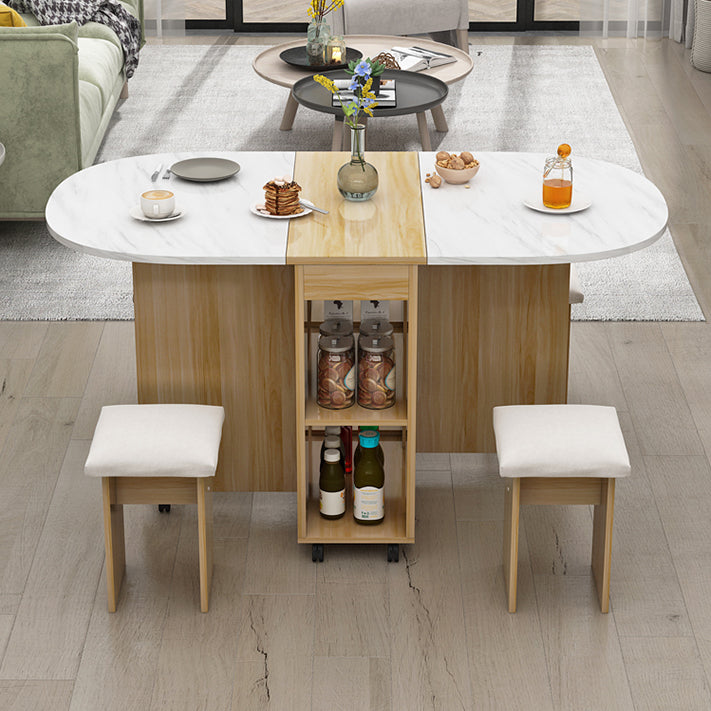 Solid Wood Mid-Century Oval Table Wood Top Table with Drop Leaf Clearhalo ' dining_table' 'Dining Tables & Seating' 'Dining Tables' 'furn' 'furn_dining_table' 'Furniture' 'furniture_dining_table' 'Kitchen & Dining Furniture' 'kitchen&dining_furn' 'kitchen' 'kitchen_dining_table' 4111460