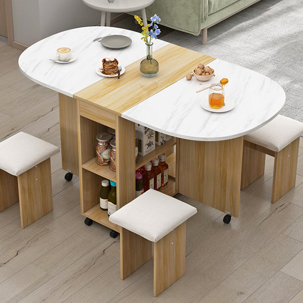 Solid Wood Mid-Century Oval Table Wood Top Table with Drop Leaf Clearhalo ' dining_table' 'Dining Tables & Seating' 'Dining Tables' 'furn' 'furn_dining_table' 'Furniture' 'furniture_dining_table' 'Kitchen & Dining Furniture' 'kitchen&dining_furn' 'kitchen' 'kitchen_dining_table' 4111461