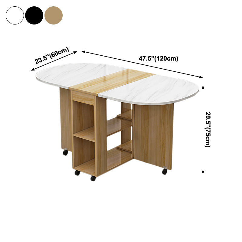 Solid Wood Mid-Century Oval Table Wood Top Table with Drop Leaf Clearhalo ' dining_table' 'Dining Tables & Seating' 'Dining Tables' 'furn' 'furn_dining_table' 'Furniture' 'furniture_dining_table' 'Kitchen & Dining Furniture' 'kitchen&dining_furn' 'kitchen' 'kitchen_dining_table' 4111463