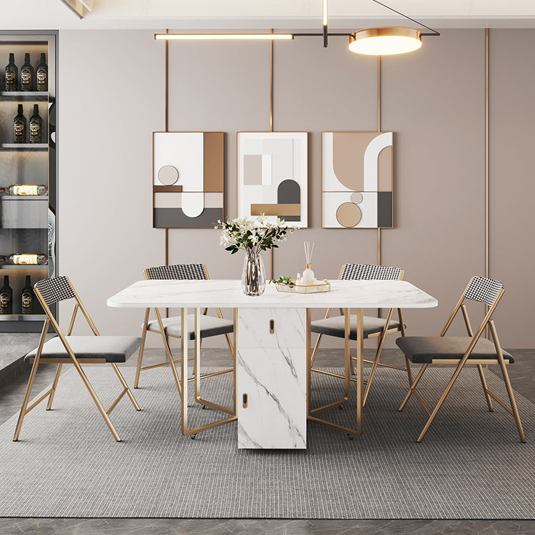 Contemporary Style Rectangle Dining Table Folding Dining Room Home Furniture Clearhalo ' dining_table' 'Dining Tables & Seating' 'Dining Tables' 'furn' 'furn_dining_table' 'Furniture' 'furniture_dining_table' 'Kitchen & Dining Furniture' 'kitchen&dining_furn' 'kitchen' 'kitchen_dining_table' 4111465