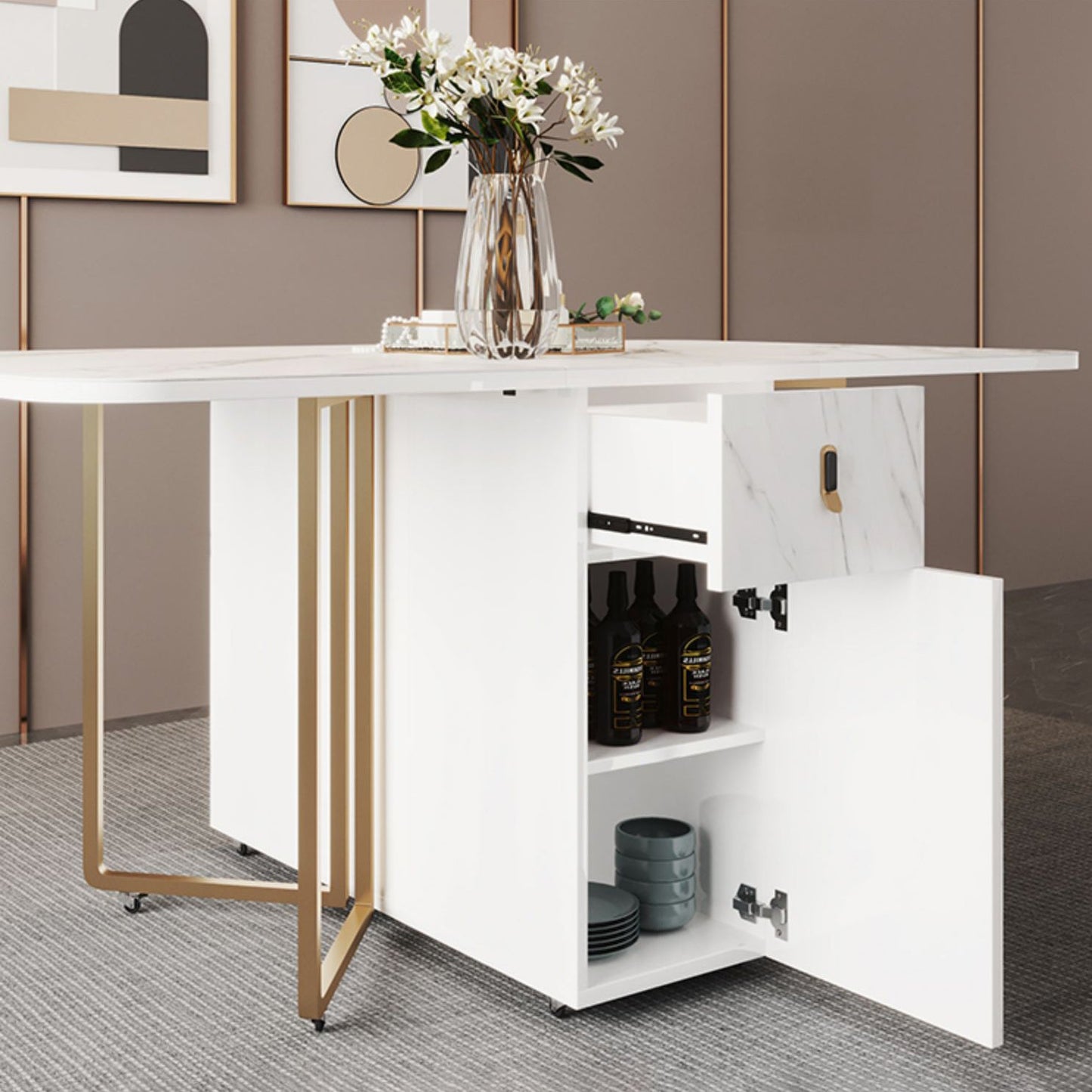 Contemporary Style Rectangle Dining Table Folding Dining Room Home Furniture Clearhalo ' dining_table' 'Dining Tables & Seating' 'Dining Tables' 'furn' 'furn_dining_table' 'Furniture' 'furniture_dining_table' 'Kitchen & Dining Furniture' 'kitchen&dining_furn' 'kitchen' 'kitchen_dining_table' 4111467