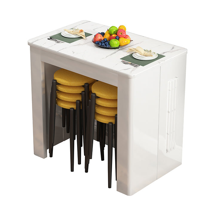 Contemporary Dining Table Rectangle Folding Dining Site Table,19.7"L x 31.5"W x 29.5"H Stone White Without Chairs Clearhalo ' dining_table' 'Dining Tables & Seating' 'Dining Tables' 'furn' 'furn_dining_table' 'Furniture' 'furniture_dining_table' 'Kitchen & Dining Furniture' 'kitchen&dining_furn' 'kitchen' 'kitchen_dining_table' 4111501