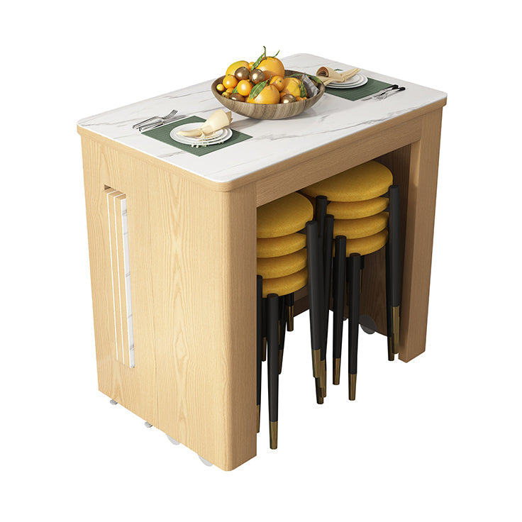 73'' Foldable Poplar Wood Table Extendable Rectangle Table with 5 Legs Stone Natural Without Chairs Clearhalo ' dining_table' 'Dining Tables & Seating' 'Dining Tables' 'furn' 'furn_dining_table' 'Furniture' 'furniture_dining_table' 'Kitchen & Dining Furniture' 'kitchen&dining_furn' 'kitchen' 'kitchen_dining_table' 4111507