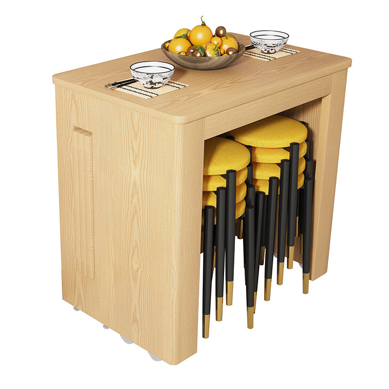 73'' Foldable Poplar Wood Table Extendable Rectangle Table with 5 Legs Wood Natural Without Chairs Clearhalo ' dining_table' 'Dining Tables & Seating' 'Dining Tables' 'furn' 'furn_dining_table' 'Furniture' 'furniture_dining_table' 'Kitchen & Dining Furniture' 'kitchen&dining_furn' 'kitchen' 'kitchen_dining_table' 4111511