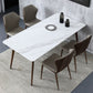 Mid-Century Modern Sintered Stone Table 4 Legs Rectangle Table for Home White Without Chairs Clearhalo ' dining_table' 'Dining Tables & Seating' 'Dining Tables' 'furn' 'furn_dining_table' 'Furniture' 'furniture_dining_table' 'Kitchen & Dining Furniture' 'kitchen&dining_furn' 'kitchen' 'kitchen_dining_table' 4111528