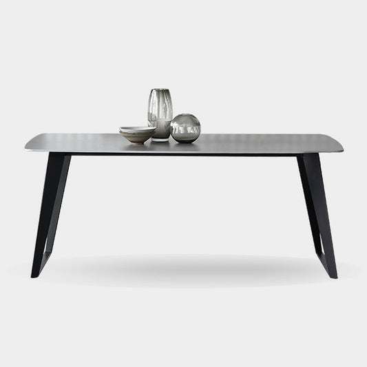 Mid-Century Modern Dining Table Gray Sintered Stone Rectangle Dining Table for Home Use