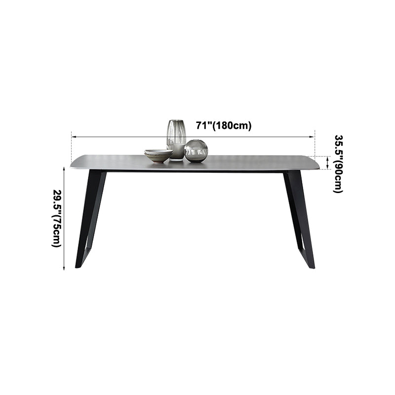 Mid-Century Modern Dining Table Gray Sintered Stone Rectangle Dining Table for Home Use Clearhalo ' dining_table' 'Dining Tables & Seating' 'Dining Tables' 'furn' 'furn_dining_table' 'Furniture' 'furniture_dining_table' 'Kitchen & Dining Furniture' 'kitchen&dining_furn' 'kitchen' 'kitchen_dining_table' 4111545