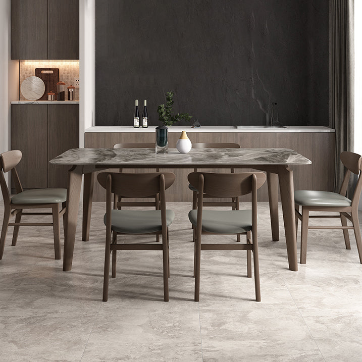 Sintered Stone Rectangle Dining Table Grey Stone Top Table with Wooden 4 Legs Clearhalo ' dining_table' 'Dining Tables & Seating' 'Dining Tables' 'furn' 'furn_dining_table' 'Furniture' 'furniture_dining_table' 'Kitchen & Dining Furniture' 'kitchen&dining_furn' 'kitchen' 'kitchen_dining_table' 4111579