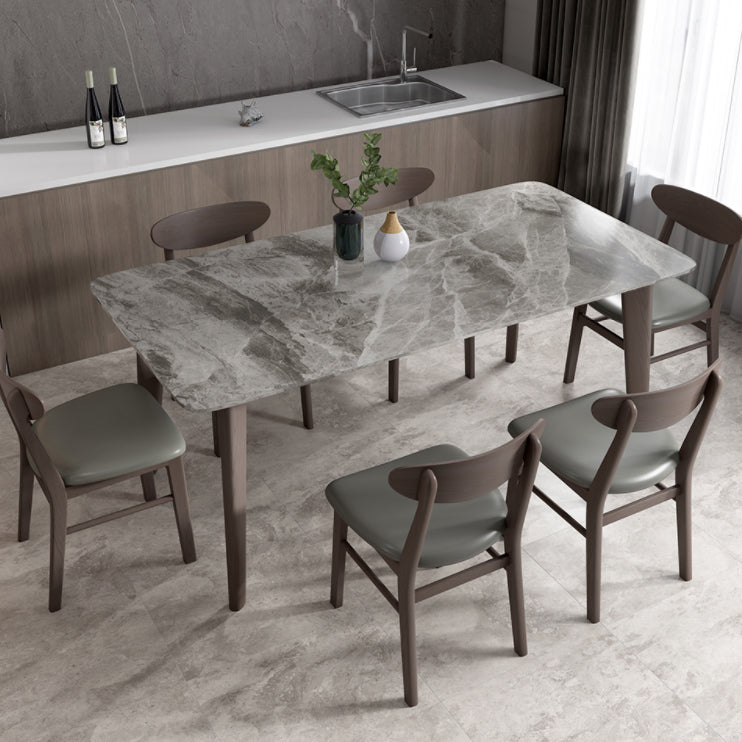 Sintered Stone Rectangle Dining Table Grey Stone Top Table with Wooden 4 Legs Clearhalo ' dining_table' 'Dining Tables & Seating' 'Dining Tables' 'furn' 'furn_dining_table' 'Furniture' 'furniture_dining_table' 'Kitchen & Dining Furniture' 'kitchen&dining_furn' 'kitchen' 'kitchen_dining_table' 4111580