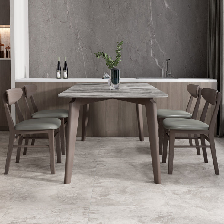 Sintered Stone Rectangle Dining Table Grey Stone Top Table with Wooden 4 Legs Clearhalo ' dining_table' 'Dining Tables & Seating' 'Dining Tables' 'furn' 'furn_dining_table' 'Furniture' 'furniture_dining_table' 'Kitchen & Dining Furniture' 'kitchen&dining_furn' 'kitchen' 'kitchen_dining_table' 4111581