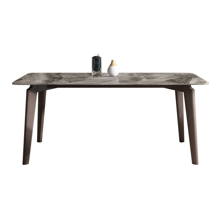 Sintered Stone Rectangle Dining Table Grey Stone Top Table with Wooden 4 Legs Without Chairs Clearhalo ' dining_table' 'Dining Tables & Seating' 'Dining Tables' 'furn' 'furn_dining_table' 'Furniture' 'furniture_dining_table' 'Kitchen & Dining Furniture' 'kitchen&dining_furn' 'kitchen' 'kitchen_dining_table' 4111586