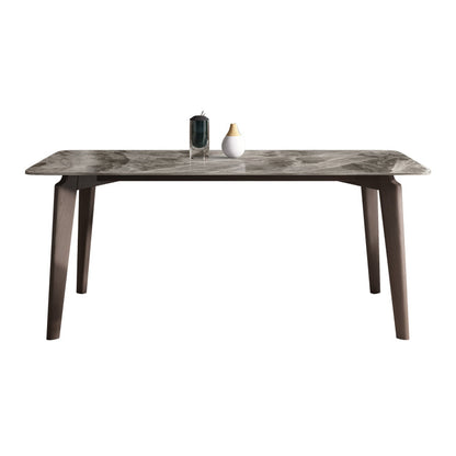 Sintered Stone Rectangle Dining Table Grey Stone Top Table with Wooden 4 Legs Without Chairs Clearhalo ' dining_table' 'Dining Tables & Seating' 'Dining Tables' 'furn' 'furn_dining_table' 'Furniture' 'furniture_dining_table' 'Kitchen & Dining Furniture' 'kitchen&dining_furn' 'kitchen' 'kitchen_dining_table' 4111586