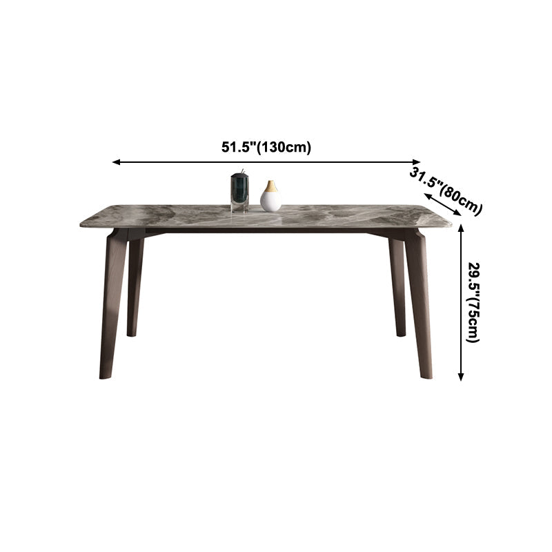 Sintered Stone Rectangle Dining Table Grey Stone Top Table with Wooden 4 Legs Clearhalo ' dining_table' 'Dining Tables & Seating' 'Dining Tables' 'furn' 'furn_dining_table' 'Furniture' 'furniture_dining_table' 'Kitchen & Dining Furniture' 'kitchen&dining_furn' 'kitchen' 'kitchen_dining_table' 4111589