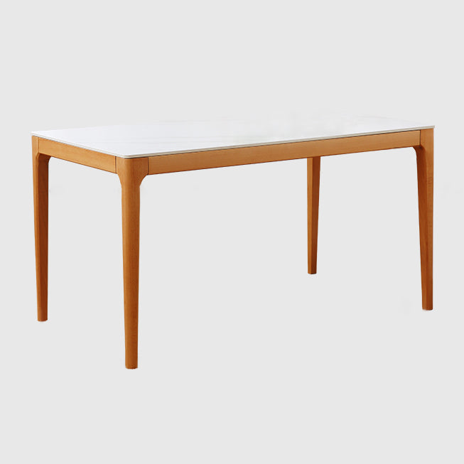 51'' Sintered Stone Rectangle Table Medieval Modern Table with Beech Wood 4 Legs White Without Chairs Clearhalo ' dining_table' 'Dining Tables & Seating' 'Dining Tables' 'furn' 'furn_dining_table' 'Furniture' 'furniture_dining_table' 'Kitchen & Dining Furniture' 'kitchen&dining_furn' 'kitchen' 'kitchen_dining_table' 4111611