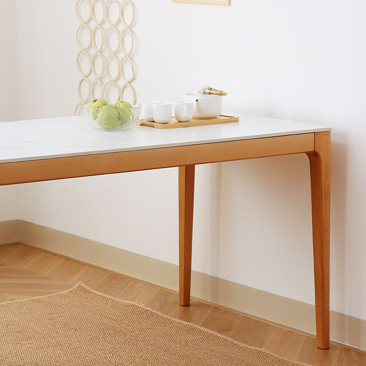 51'' Sintered Stone Rectangle Table Medieval Modern Table with Beech Wood 4 Legs Clearhalo ' dining_table' 'Dining Tables & Seating' 'Dining Tables' 'furn' 'furn_dining_table' 'Furniture' 'furniture_dining_table' 'Kitchen & Dining Furniture' 'kitchen&dining_furn' 'kitchen' 'kitchen_dining_table' 4111614