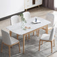 Sintered Stone Top Extendable Table in White Kitchen Table with Ash Wood Base and 4 Legs Clearhalo ' dining_table' 'Dining Tables & Seating' 'Dining Tables' 'furn' 'furn_dining_table' 'Furniture' 'furniture_dining_table' 'Kitchen & Dining Furniture' 'kitchen&dining_furn' 'kitchen' 'kitchen_dining_table' 4111623