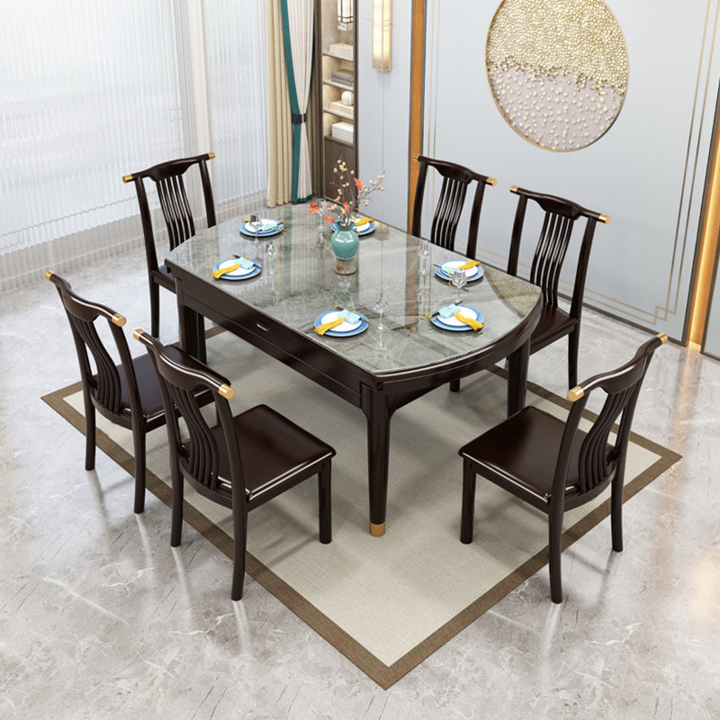 Luxury Style Dining Table 4 Legs Extendable Table with Sintered Stone Clearhalo ' dining_table' 'Dining Tables & Seating' 'Dining Tables' 'furn' 'furn_dining_table' 'Furniture' 'furniture_dining_table' 'Kitchen & Dining Furniture' 'kitchen&dining_furn' 'kitchen' 'kitchen_dining_table' 4111637