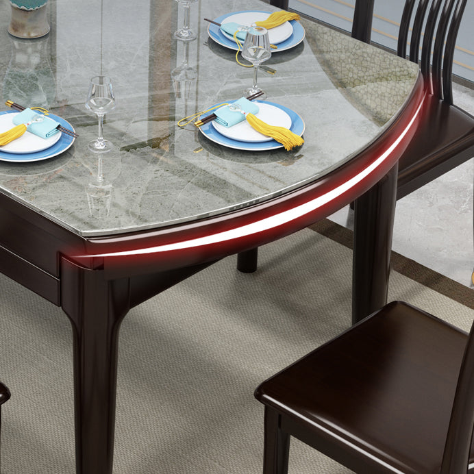 Luxury Style Dining Table 4 Legs Extendable Table with Sintered Stone Clearhalo ' dining_table' 'Dining Tables & Seating' 'Dining Tables' 'furn' 'furn_dining_table' 'Furniture' 'furniture_dining_table' 'Kitchen & Dining Furniture' 'kitchen&dining_furn' 'kitchen' 'kitchen_dining_table' 4111642