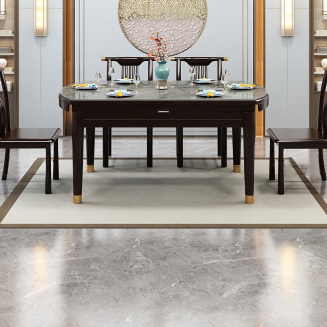 Luxury Style Dining Table 4 Legs Extendable Table with Sintered Stone Clearhalo ' dining_table' 'Dining Tables & Seating' 'Dining Tables' 'furn' 'furn_dining_table' 'Furniture' 'furniture_dining_table' 'Kitchen & Dining Furniture' 'kitchen&dining_furn' 'kitchen' 'kitchen_dining_table' 4111647