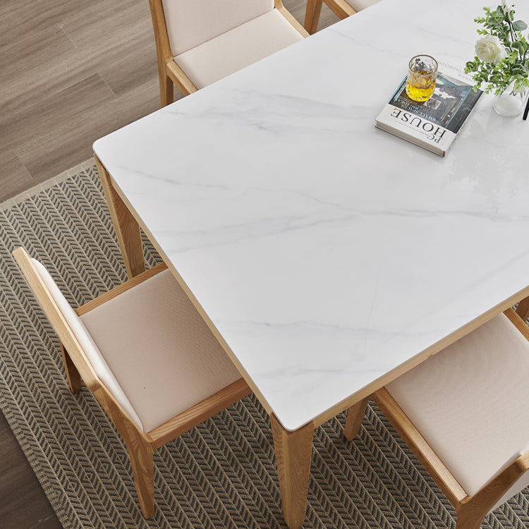 Solid Wood Mid-Century Modern Table Rectangle Sintered Stone Top Table with Legs Clearhalo ' dining_table' 'Dining Tables & Seating' 'Dining Tables' 'furn' 'furn_dining_table' 'Furniture' 'furniture_dining_table' 'Kitchen & Dining Furniture' 'kitchen&dining_furn' 'kitchen' 'kitchen_dining_table' 4111654