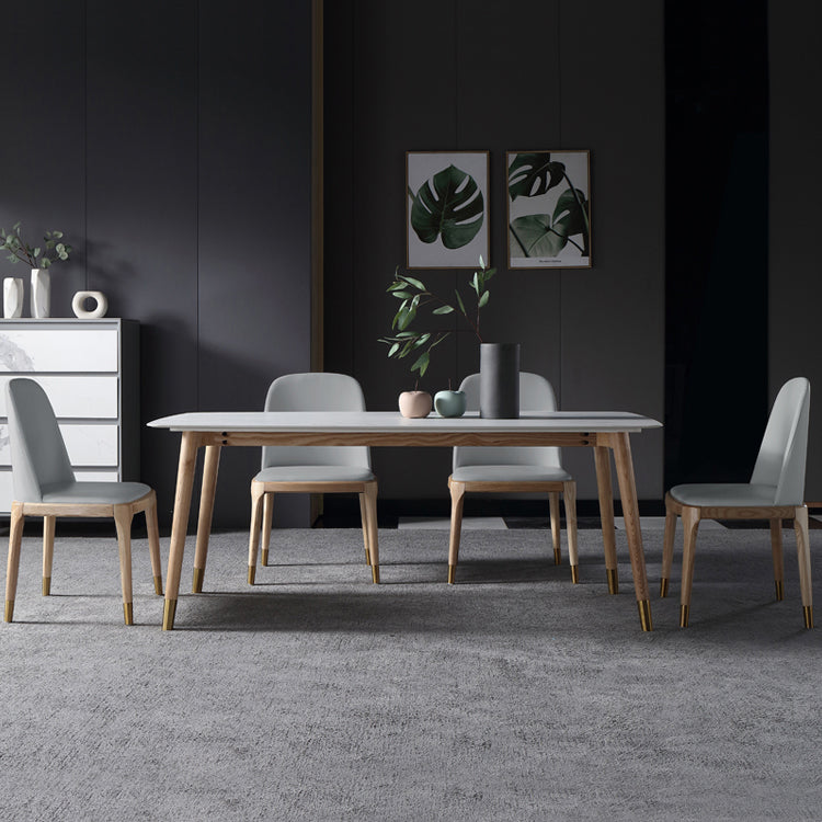 Rectangle 4 Legs Mid-Century Table White Fixed Table with Sintered Stone Clearhalo ' dining_table' 'Dining Tables & Seating' 'Dining Tables' 'furn' 'furn_dining_table' 'Furniture' 'furniture_dining_table' 'Kitchen & Dining Furniture' 'kitchen&dining_furn' 'kitchen' 'kitchen_dining_table' 4111667