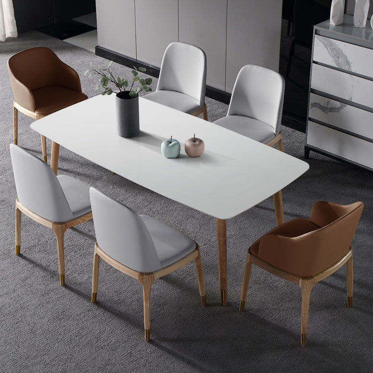 Rectangle 4 Legs Mid-Century Table White Fixed Table with Sintered Stone Clearhalo ' dining_table' 'Dining Tables & Seating' 'Dining Tables' 'furn' 'furn_dining_table' 'Furniture' 'furniture_dining_table' 'Kitchen & Dining Furniture' 'kitchen&dining_furn' 'kitchen' 'kitchen_dining_table' 4111668