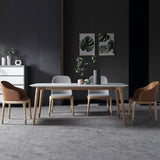 Rectangle 4 Legs Mid-Century Table White Fixed Table with Sintered Stone Clearhalo ' dining_table' 'Dining Tables & Seating' 'Dining Tables' 'furn' 'furn_dining_table' 'Furniture' 'furniture_dining_table' 'Kitchen & Dining Furniture' 'kitchen&dining_furn' 'kitchen' 'kitchen_dining_table' 4111669