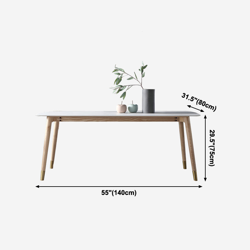 Rectangle 4 Legs Mid-Century Table White Fixed Table with Sintered Stone Clearhalo ' dining_table' 'Dining Tables & Seating' 'Dining Tables' 'furn' 'furn_dining_table' 'Furniture' 'furniture_dining_table' 'Kitchen & Dining Furniture' 'kitchen&dining_furn' 'kitchen' 'kitchen_dining_table' 4111678