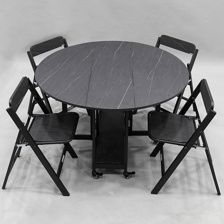 Round Dining Table Mid-Century Style Trestle Base Table for Dining Room Black Clearhalo ' dining_table' 'Dining Tables & Seating' 'Dining Tables' 'Furniture' 'furniture_dining_table' 'Kitchen & Dining Furniture' 'kitchen&dining_furn' 'kitchen' 'kitchen_dining_table' 4111713