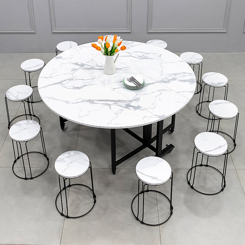 Round Dining Table Mid-Century Style Trestle Base Table for Dining Room Clearhalo ' dining_table' 'Dining Tables & Seating' 'Dining Tables' 'Furniture' 'furniture_dining_table' 'Kitchen & Dining Furniture' 'kitchen&dining_furn' 'kitchen' 'kitchen_dining_table' 4111714
