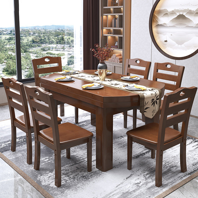 Minimalist Solid Wood Round Table Standard Extendable Dining Table with 4 Legs Base Clearhalo ' dining_table' 'Dining Tables & Seating' 'Dining Tables' 'furn' 'furn_dining_table' 'Furniture' 'furniture_dining_table' 'Kitchen & Dining Furniture' 'kitchen&dining_furn' 'kitchen' 'kitchen_dining_table' 4111732