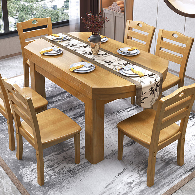 Minimalist Solid Wood Round Table Standard Extendable Dining Table with 4 Legs Base Natural Without Chairs Clearhalo ' dining_table' 'Dining Tables & Seating' 'Dining Tables' 'furn' 'furn_dining_table' 'Furniture' 'furniture_dining_table' 'Kitchen & Dining Furniture' 'kitchen&dining_furn' 'kitchen' 'kitchen_dining_table' 4111733