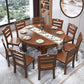 Minimalist Solid Wood Round Table Standard Extendable Dining Table with 4 Legs Base Clearhalo ' dining_table' 'Dining Tables & Seating' 'Dining Tables' 'furn' 'furn_dining_table' 'Furniture' 'furniture_dining_table' 'Kitchen & Dining Furniture' 'kitchen&dining_furn' 'kitchen' 'kitchen_dining_table' 4111734