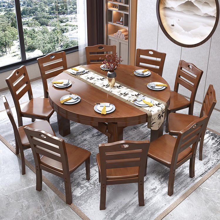 Minimalist Solid Wood Round Table Standard Extendable Dining Table with 4 Legs Base Clearhalo ' dining_table' 'Dining Tables & Seating' 'Dining Tables' 'furn' 'furn_dining_table' 'Furniture' 'furniture_dining_table' 'Kitchen & Dining Furniture' 'kitchen&dining_furn' 'kitchen' 'kitchen_dining_table' 4111734
