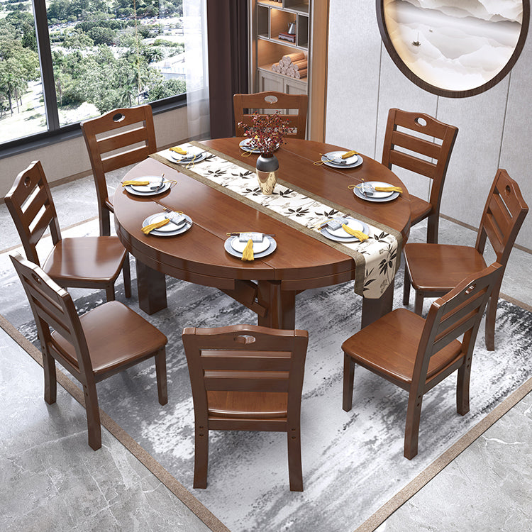 Minimalist Solid Wood Round Table Standard Extendable Dining Table with 4 Legs Base Clearhalo ' dining_table' 'Dining Tables & Seating' 'Dining Tables' 'furn' 'furn_dining_table' 'Furniture' 'furniture_dining_table' 'Kitchen & Dining Furniture' 'kitchen&dining_furn' 'kitchen' 'kitchen_dining_table' 4111736