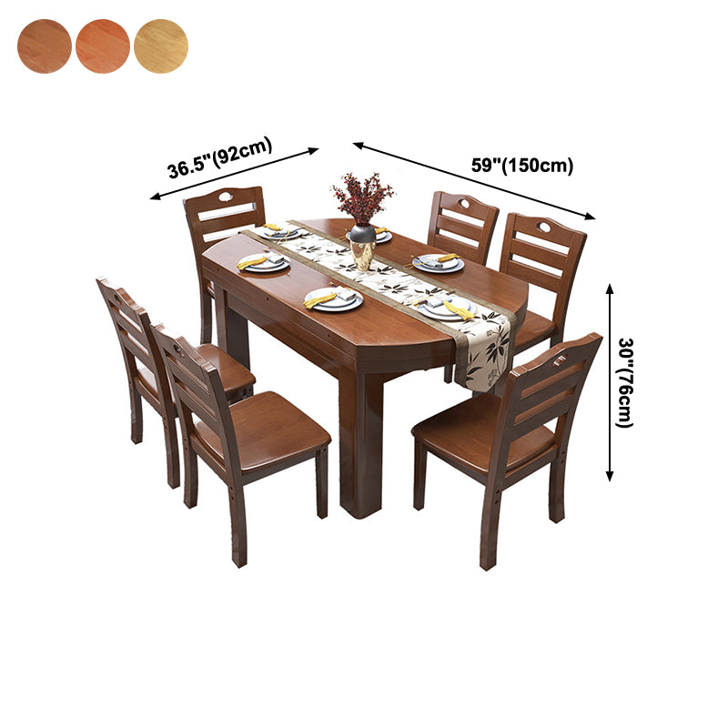 Minimalist Solid Wood Round Table Standard Extendable Dining Table with 4 Legs Base Clearhalo ' dining_table' 'Dining Tables & Seating' 'Dining Tables' 'furn' 'furn_dining_table' 'Furniture' 'furniture_dining_table' 'Kitchen & Dining Furniture' 'kitchen&dining_furn' 'kitchen' 'kitchen_dining_table' 4111744
