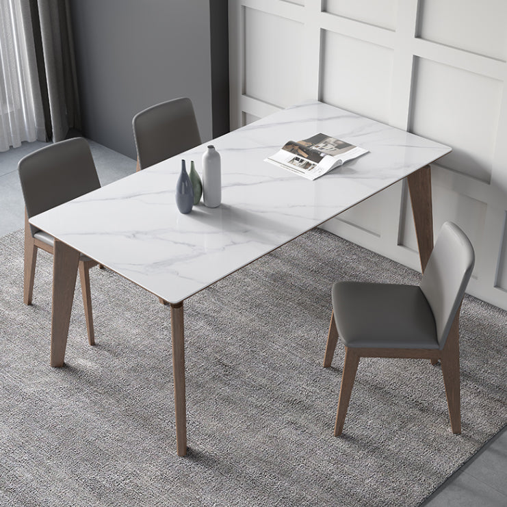Sintered Stone Rectangle Table Medieval Modern White Table with 4 Legs for Restaurant Clearhalo ' dining_table' 'Dining Tables & Seating' 'Dining Tables' 'furn' 'furn_dining_table' 'Furniture' 'furniture_dining_table' 'Kitchen & Dining Furniture' 'kitchen&dining_furn' 'kitchen' 'kitchen_dining_table' 4111747