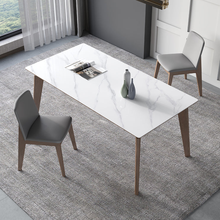 Sintered Stone Rectangle Table Medieval Modern White Table with 4 Legs for Restaurant Clearhalo ' dining_table' 'Dining Tables & Seating' 'Dining Tables' 'furn' 'furn_dining_table' 'Furniture' 'furniture_dining_table' 'Kitchen & Dining Furniture' 'kitchen&dining_furn' 'kitchen' 'kitchen_dining_table' 4111748