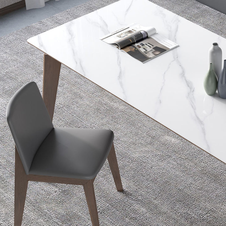 Sintered Stone Rectangle Table Medieval Modern White Table with 4 Legs for Restaurant Clearhalo ' dining_table' 'Dining Tables & Seating' 'Dining Tables' 'furn' 'furn_dining_table' 'Furniture' 'furniture_dining_table' 'Kitchen & Dining Furniture' 'kitchen&dining_furn' 'kitchen' 'kitchen_dining_table' 4111752
