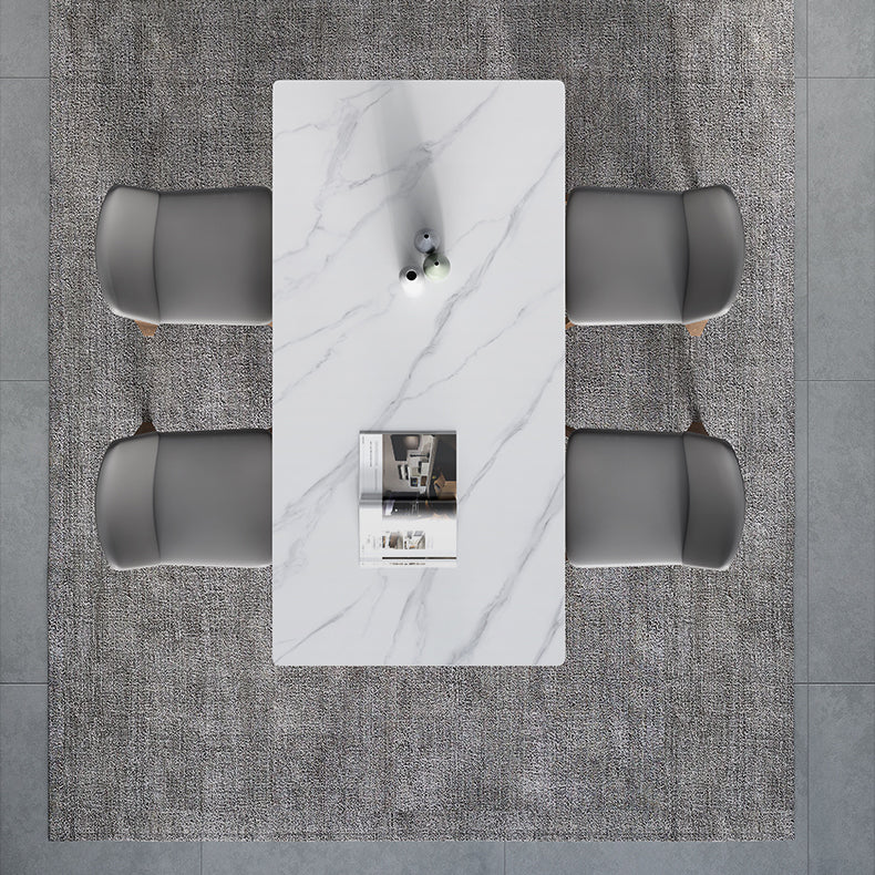 Sintered Stone Rectangle Table Medieval Modern White Table with 4 Legs for Restaurant Clearhalo ' dining_table' 'Dining Tables & Seating' 'Dining Tables' 'furn' 'furn_dining_table' 'Furniture' 'furniture_dining_table' 'Kitchen & Dining Furniture' 'kitchen&dining_furn' 'kitchen' 'kitchen_dining_table' 4111755